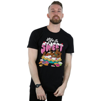 Black - Back - Scooby Doo Mens Life Is Sweet T-Shirt