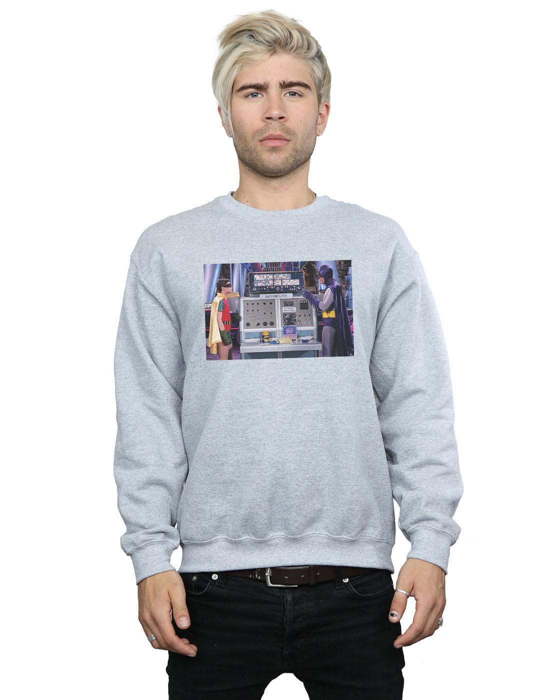 Sports Grey - Back - DC Comics Mens Batman TV Series Batcomputer Cotton Sweatshirt