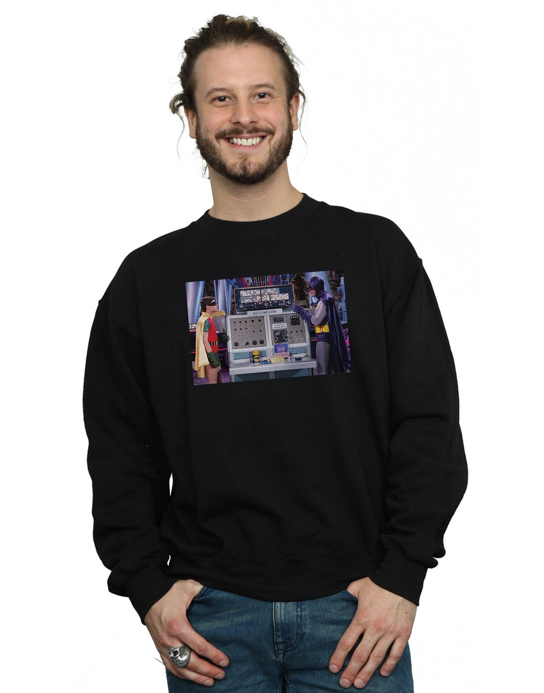 Black - Back - DC Comics Mens Batman TV Series Batcomputer Cotton Sweatshirt