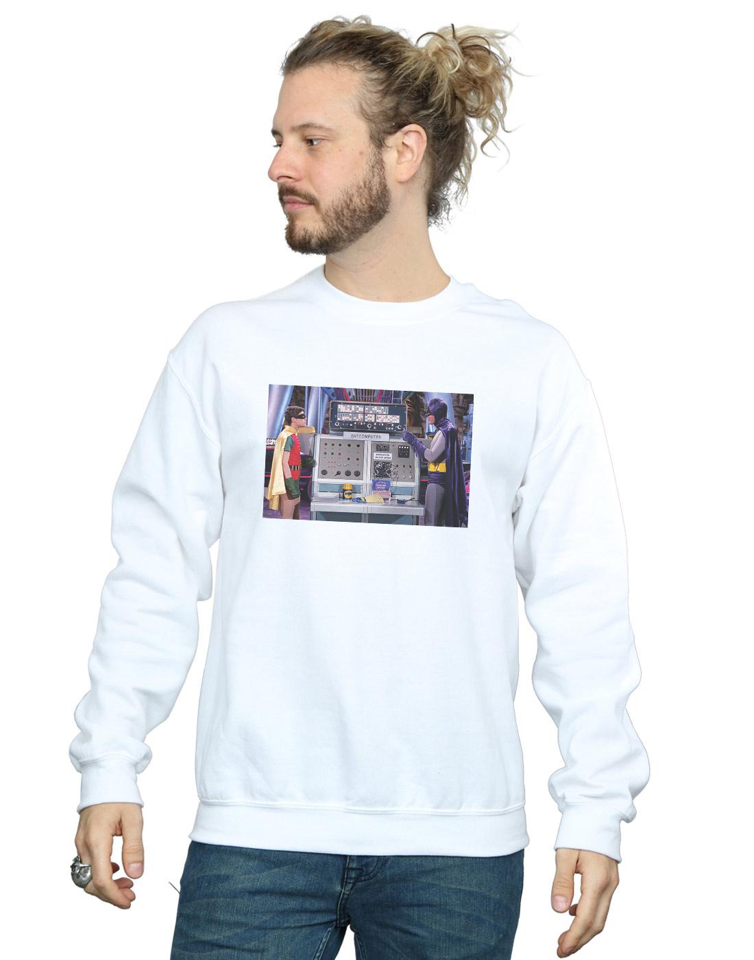 White - Back - DC Comics Mens Batman TV Series Batcomputer Cotton Sweatshirt