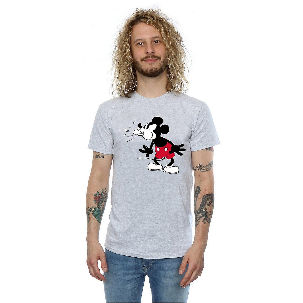 Sports Grey - Back - Disney Mens Mickey Mouse Tongue T-Shirt