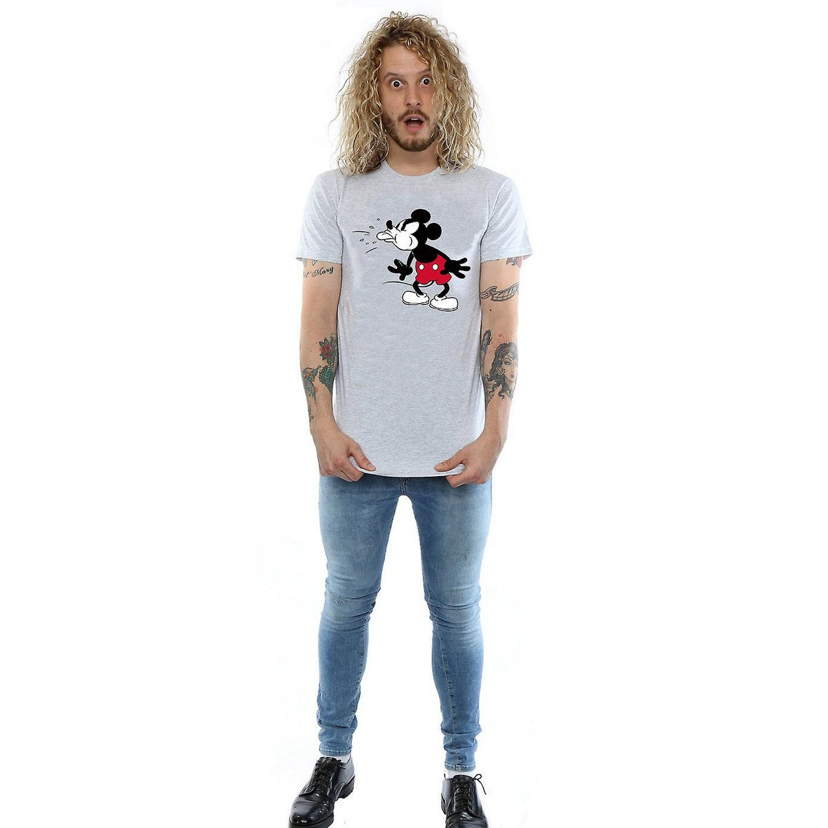 Sports Grey - Side - Disney Mens Mickey Mouse Tongue T-Shirt
