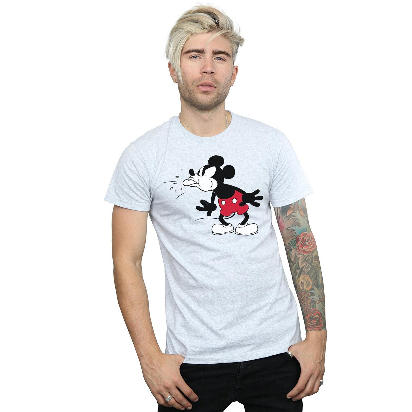 Sports Grey - Lifestyle - Disney Mens Mickey Mouse Tongue T-Shirt