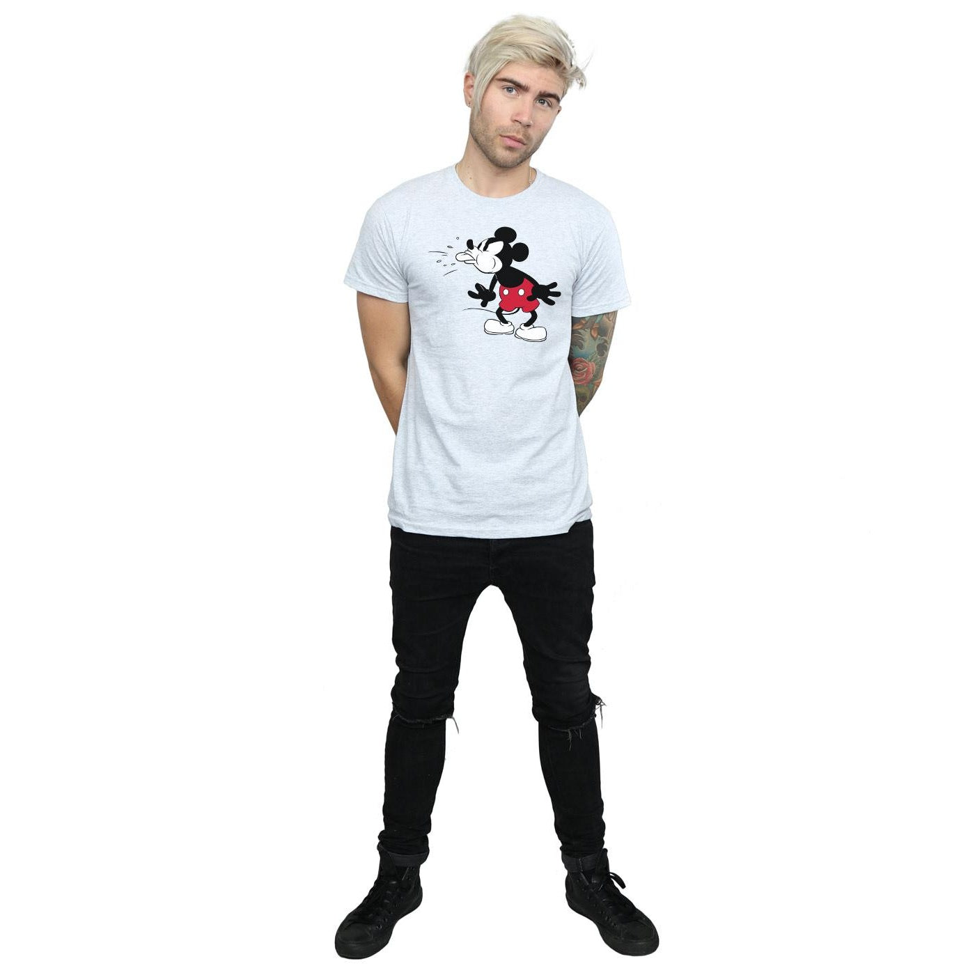 Sports Grey - Close up - Disney Mens Mickey Mouse Tongue T-Shirt