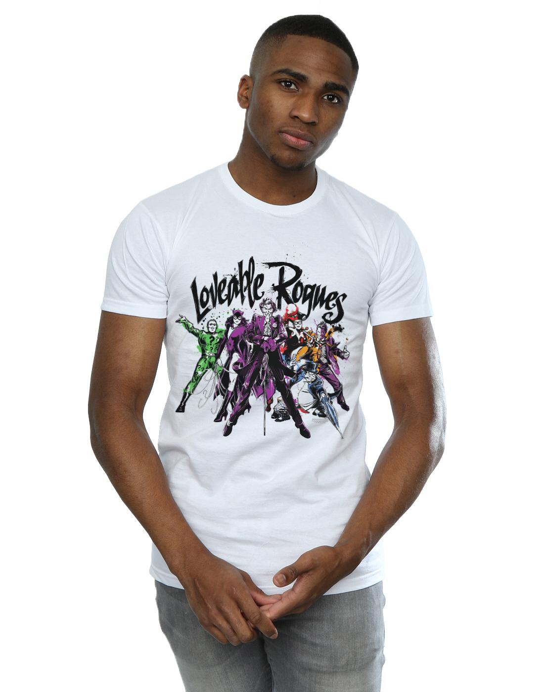 White - Back - DC Comics Mens Batman Loveable Rogues T-Shirt