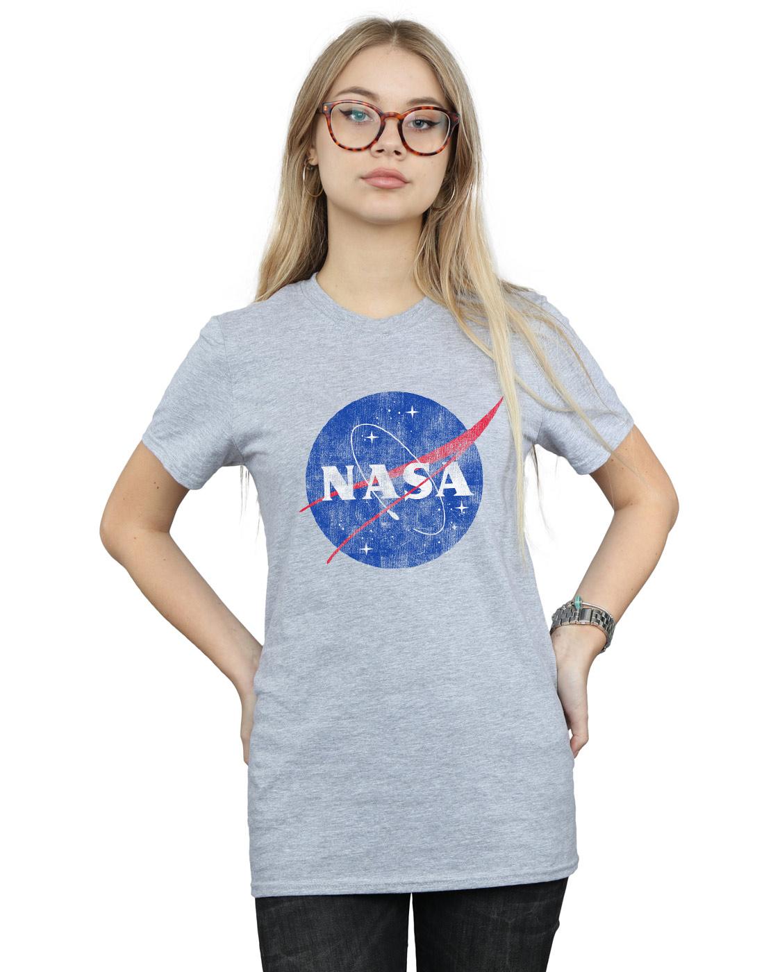 Sports Grey - Back - NASA Womens-Ladies Classic Insignia Logo Boyfriend T-Shirt