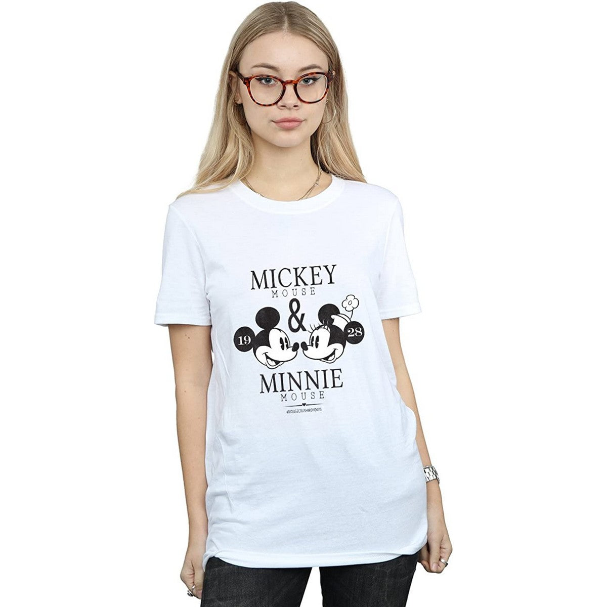 White - Front - Disney Womens-Ladies Mousecrush Mondays Mickey & Minnie Mouse Cotton T-Shirt