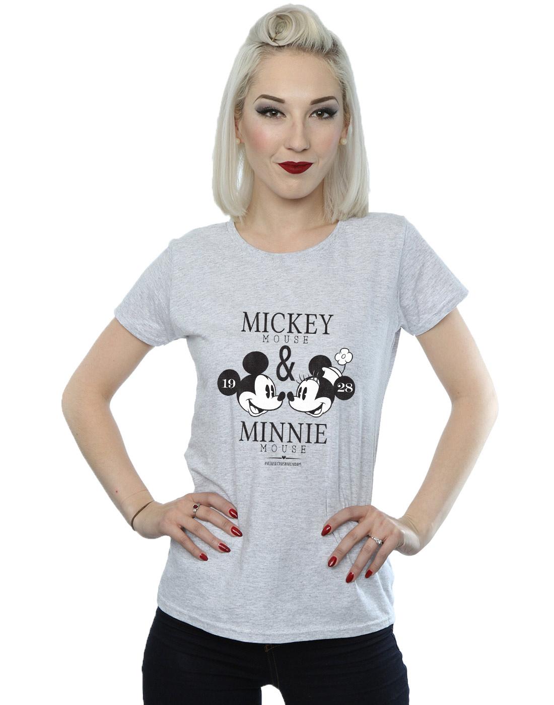 Sports Grey - Back - Disney Womens-Ladies Mousecrush Mondays Mickey & Minnie Mouse Cotton T-Shirt