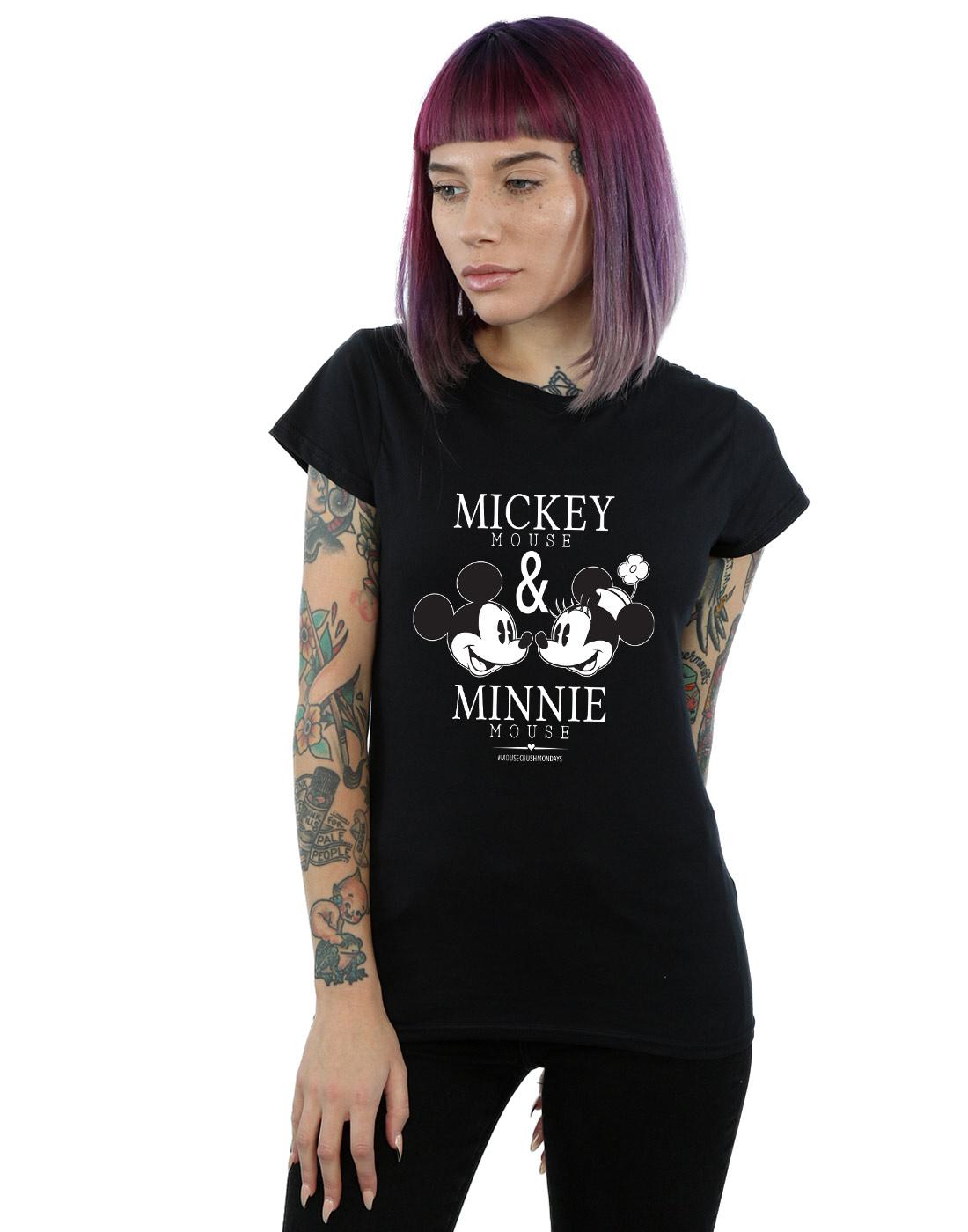 Black - Back - Disney Womens-Ladies Mousecrush Mondays Mickey & Minnie Mouse Cotton T-Shirt