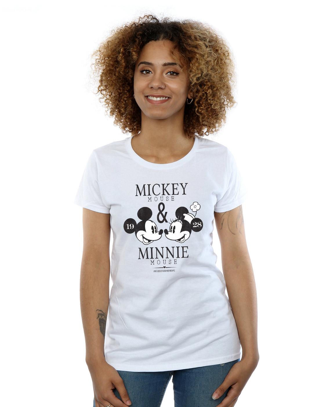 White - Back - Disney Womens-Ladies Mousecrush Mondays Mickey & Minnie Mouse Cotton T-Shirt