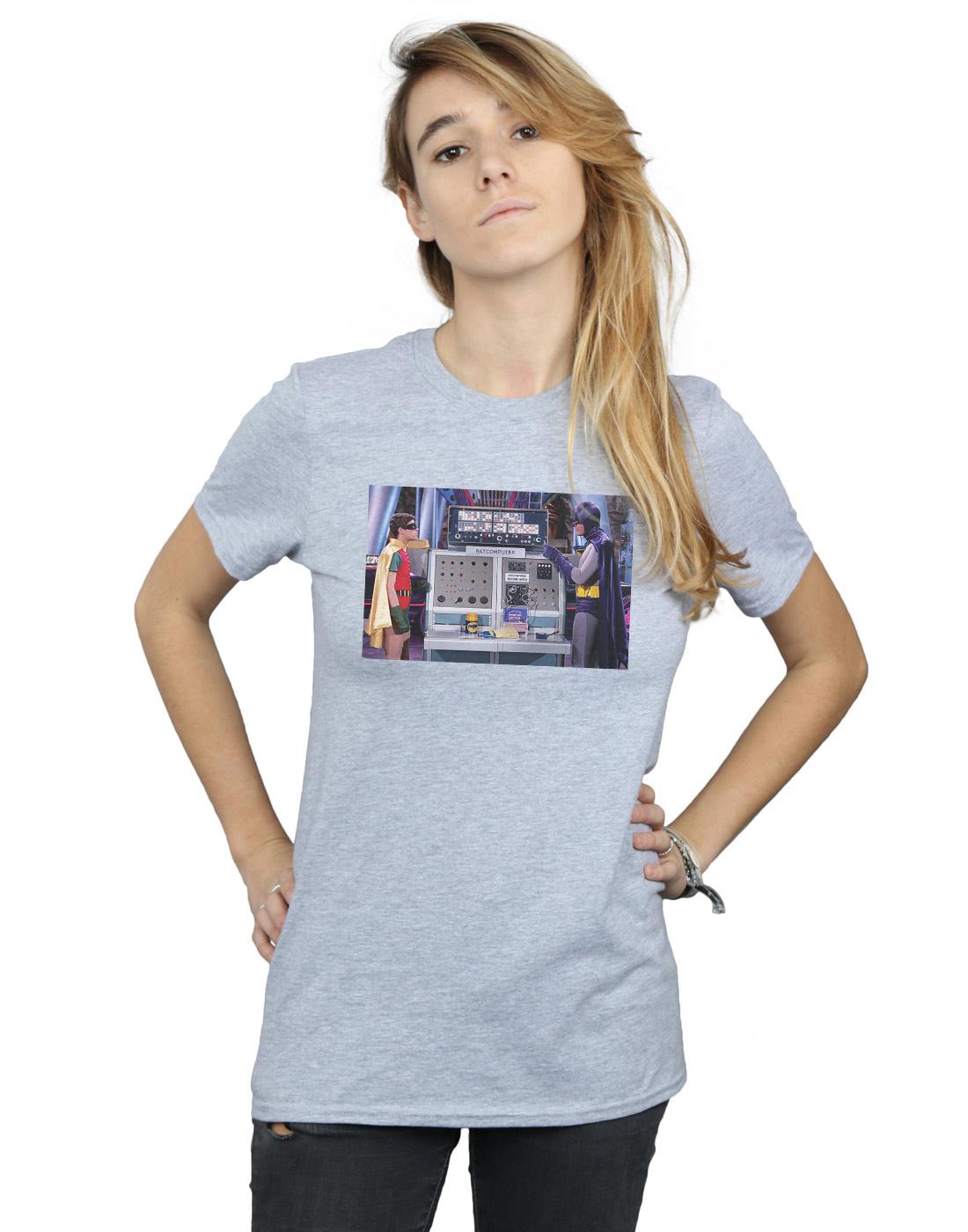 Sports Grey - Back - DC Comics Womens-Ladies Batman TV Series Batcomputer Cotton Boyfriend T-Shirt