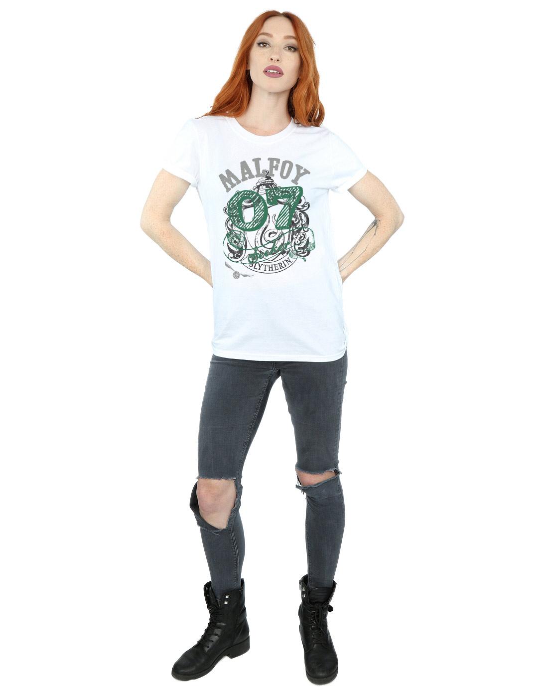 White - Lifestyle - Harry Potter Womens-Ladies Seeker Draco Malfoy Cotton Boyfriend T-Shirt