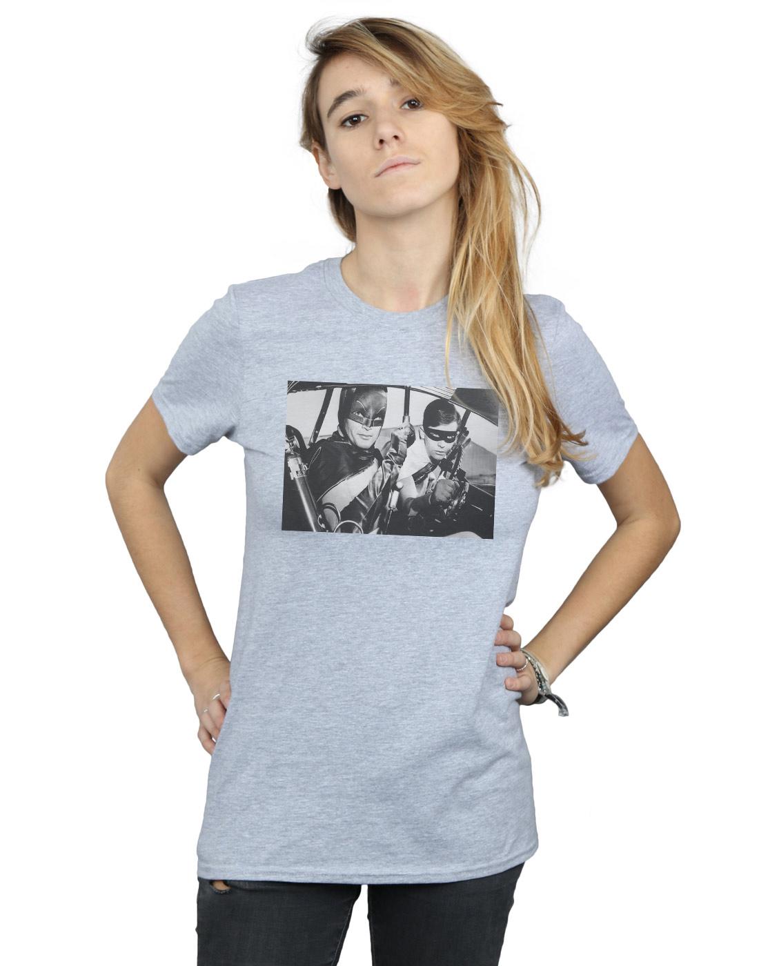 Sports Grey - Back - DC Comics Womens-Ladies Batman TV Series Ready For Action Cotton Boyfriend T-Shirt
