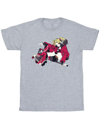 Sports Grey - Front - DC Comics Mens Harley Quinn Rollerskates T-Shirt