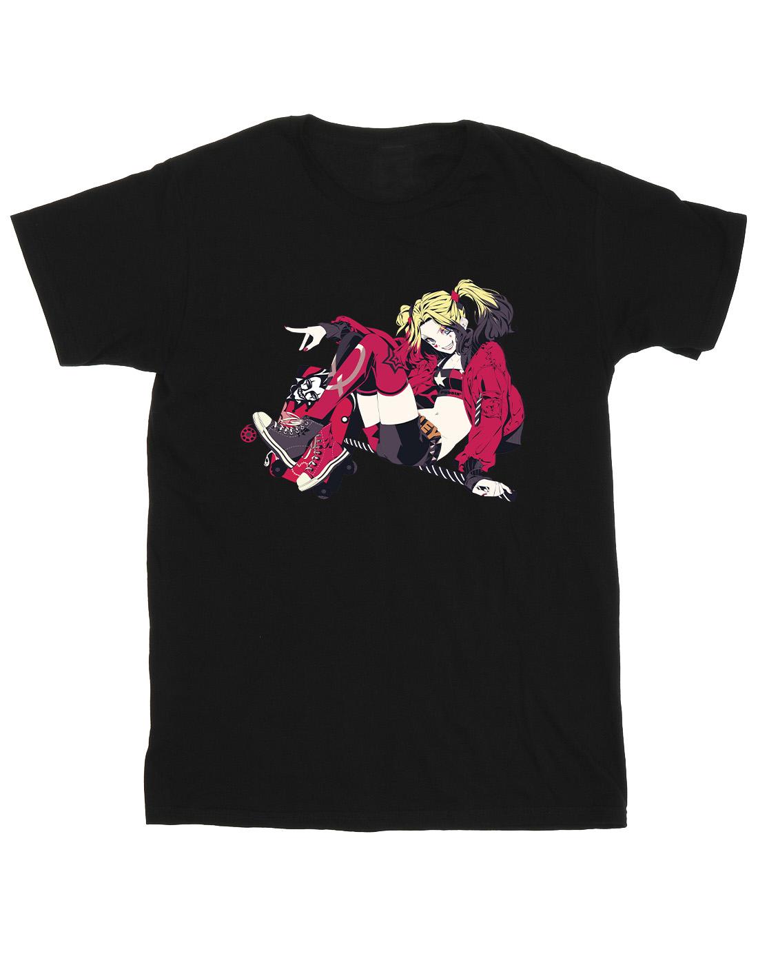 Black - Front - DC Comics Mens Harley Quinn Rollerskates T-Shirt