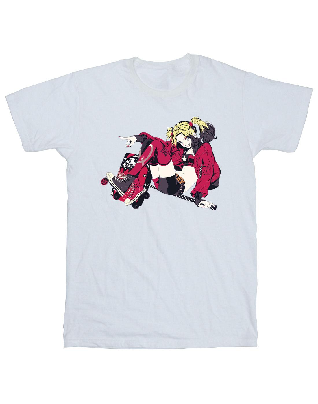 White - Front - DC Comics Mens Harley Quinn Rollerskates T-Shirt