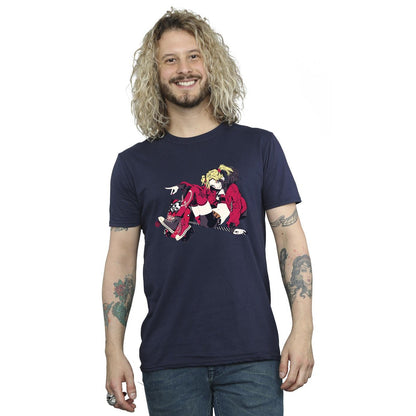 Navy Blue - Back - DC Comics Mens Harley Quinn Rollerskates T-Shirt