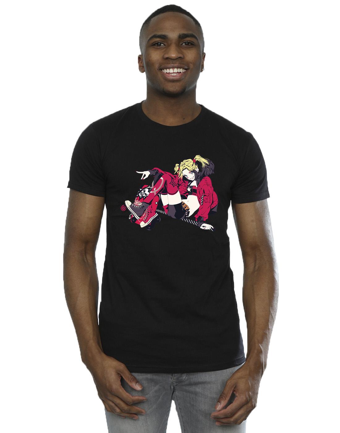 Black - Back - DC Comics Mens Harley Quinn Rollerskates T-Shirt