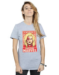 Sports Grey - Back - Captain Marvel Womens-Ladies Ornament Boyfriend T-Shirt