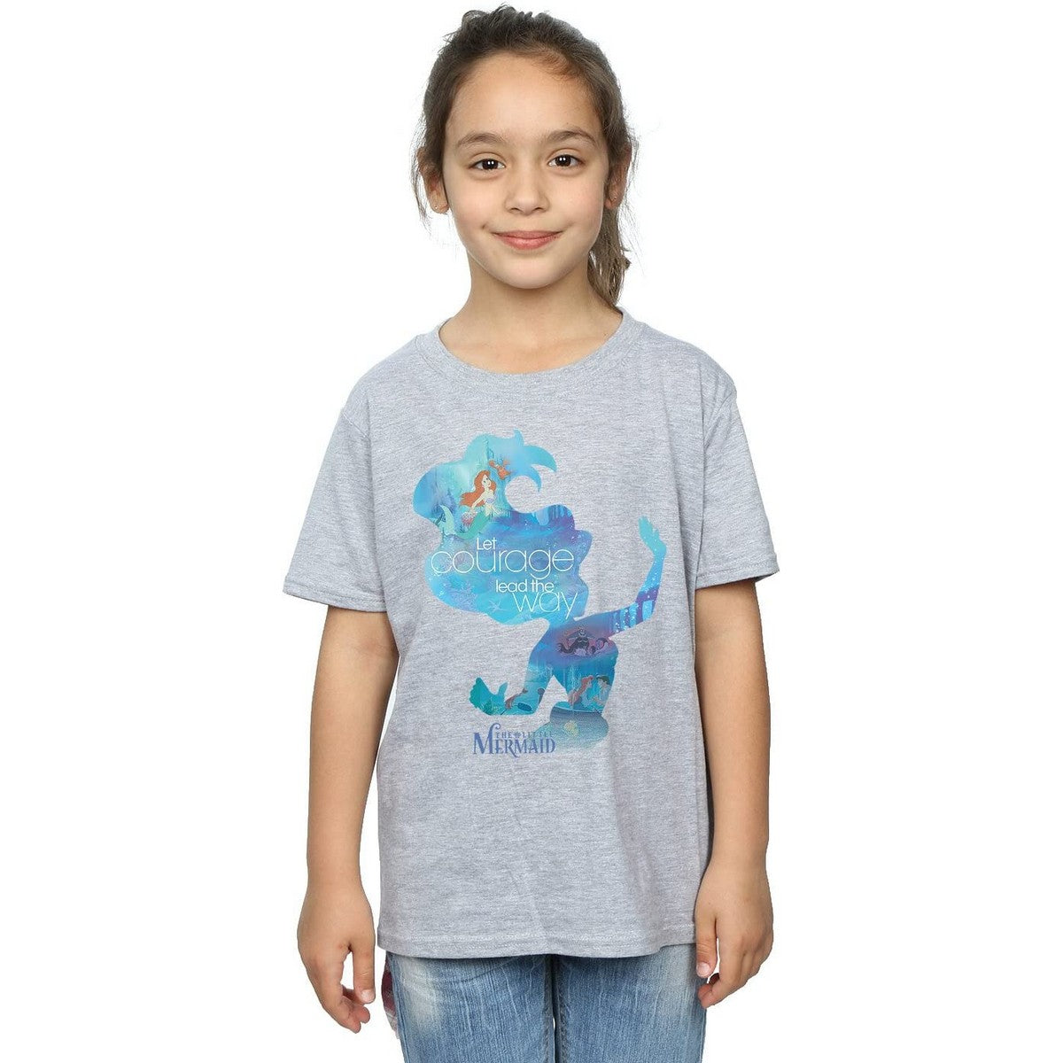 Sports Grey - Back - The Little Mermaid Girls Silhouette T-Shirt