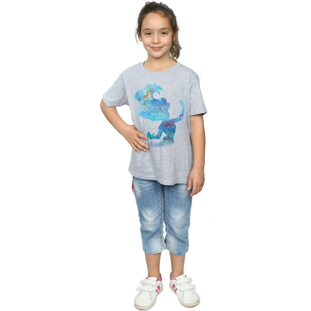 Sports Grey - Side - The Little Mermaid Girls Silhouette T-Shirt
