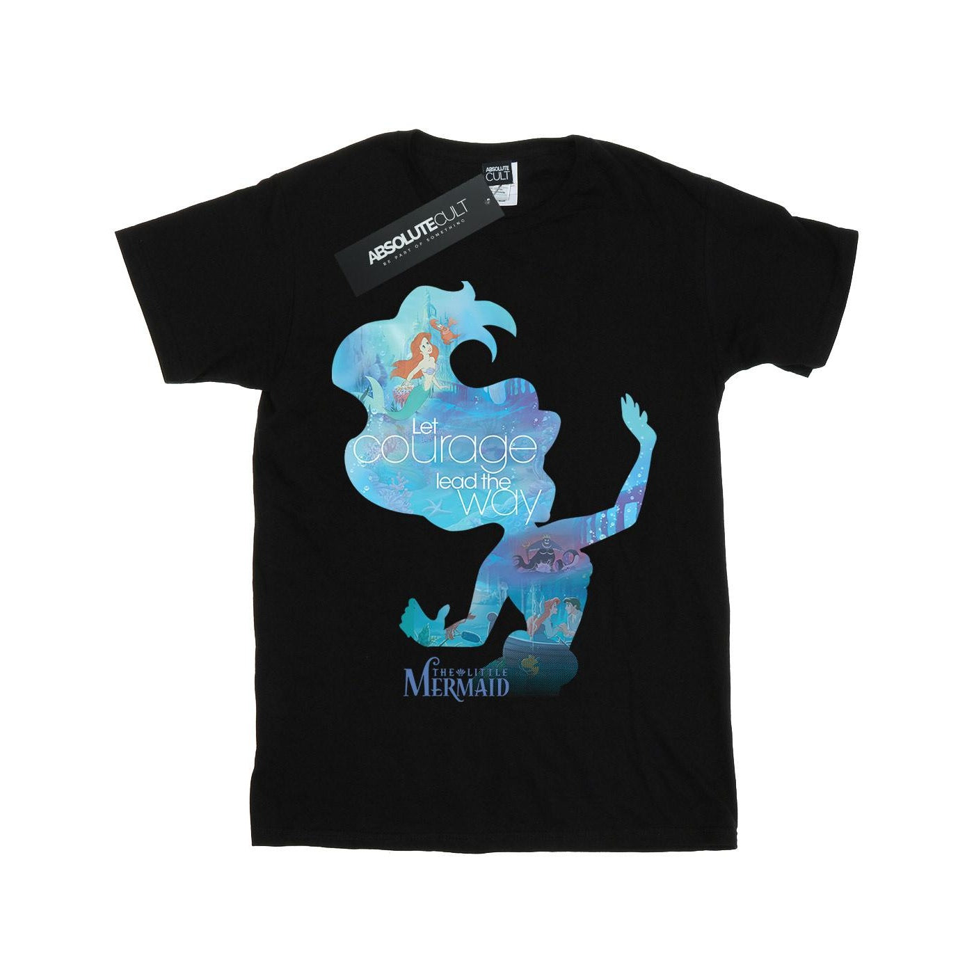 Black - Front - The Little Mermaid Girls Silhouette T-Shirt