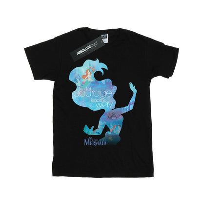 Black - Front - The Little Mermaid Girls Silhouette T-Shirt