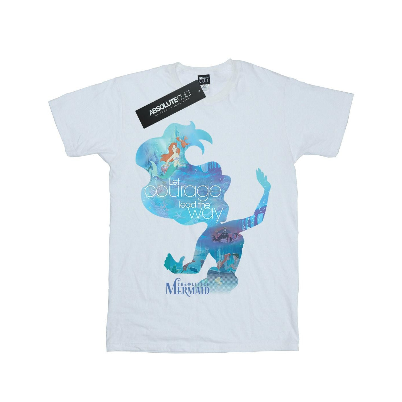 White - Front - The Little Mermaid Girls Silhouette T-Shirt