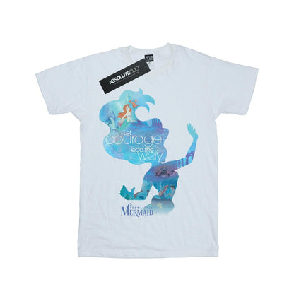 White - Front - The Little Mermaid Girls Silhouette T-Shirt