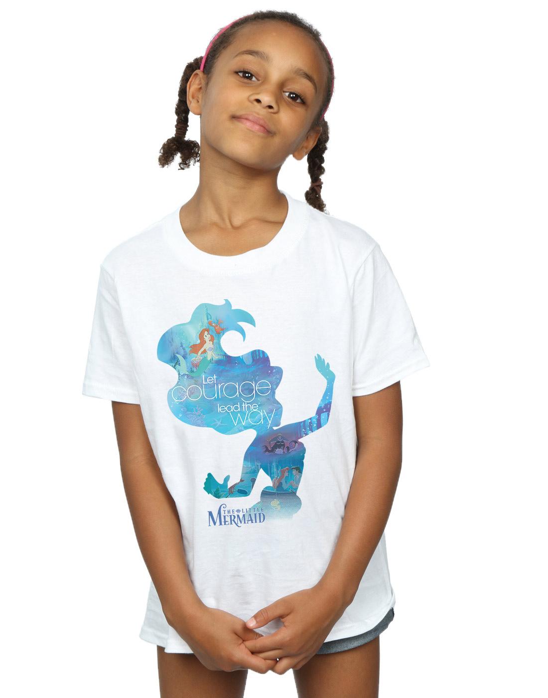 White - Back - The Little Mermaid Girls Silhouette T-Shirt