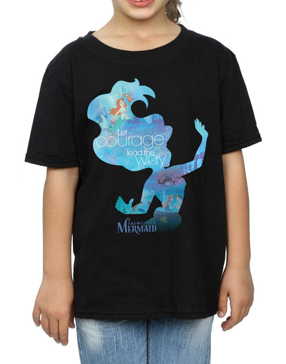 Black - Side - The Little Mermaid Girls Silhouette T-Shirt