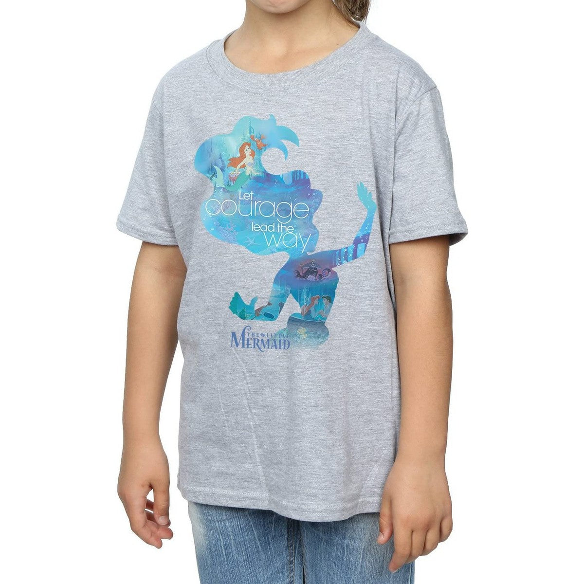 Sports Grey - Front - The Little Mermaid Girls Silhouette T-Shirt