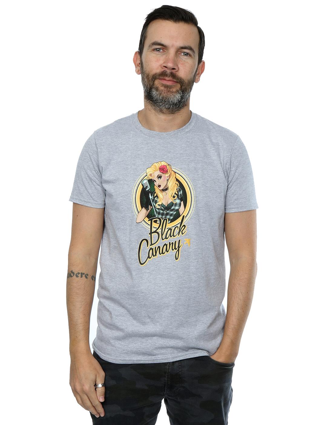 Heather Grey - Lifestyle - DC Bombshells Mens Black Canary Badge Heather T-Shirt
