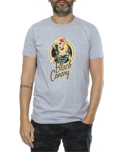 Heather Grey - Pack Shot - DC Bombshells Mens Black Canary Badge Heather T-Shirt