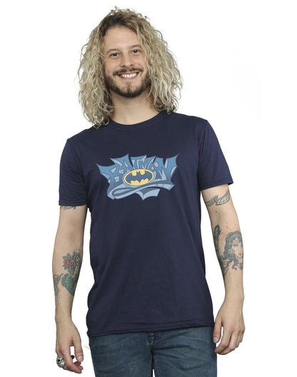 Navy Blue - Back - DC Comics Mens Batman Graffiti Logo T-Shirt
