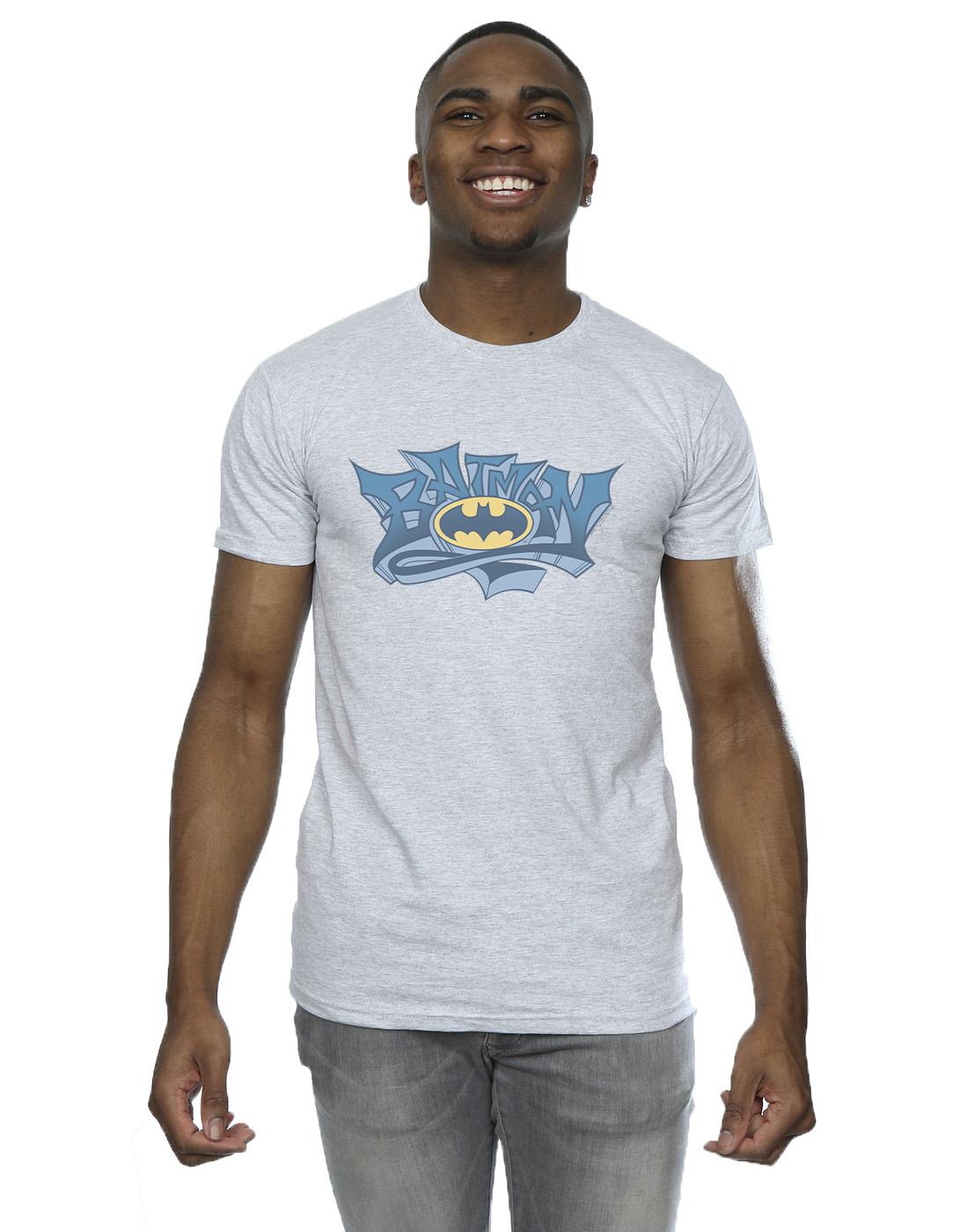 Sports Grey - Back - DC Comics Mens Batman Graffiti Logo T-Shirt