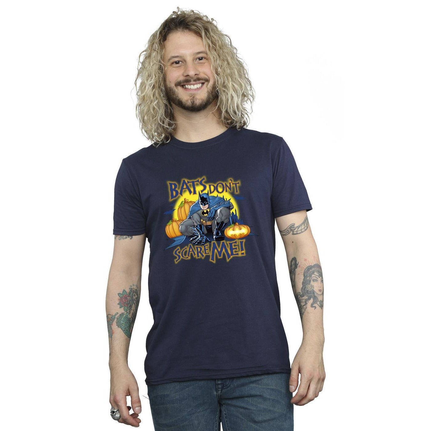 Navy Blue - Back - DC Comics Mens Batman Bats Don´t Scare Me T-Shirt