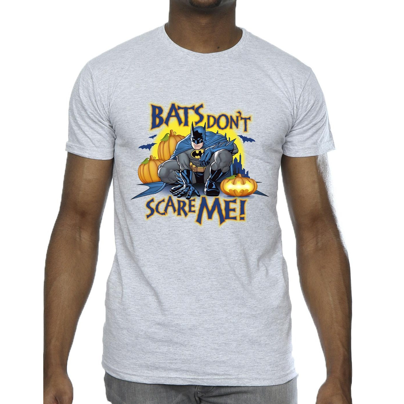 Sports Grey - Side - DC Comics Mens Batman Bats Don´t Scare Me T-Shirt