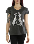 Light Graphite - Side - 101 Dalmatians Womens-Ladies Pongo And Perdita Heather T-Shirt