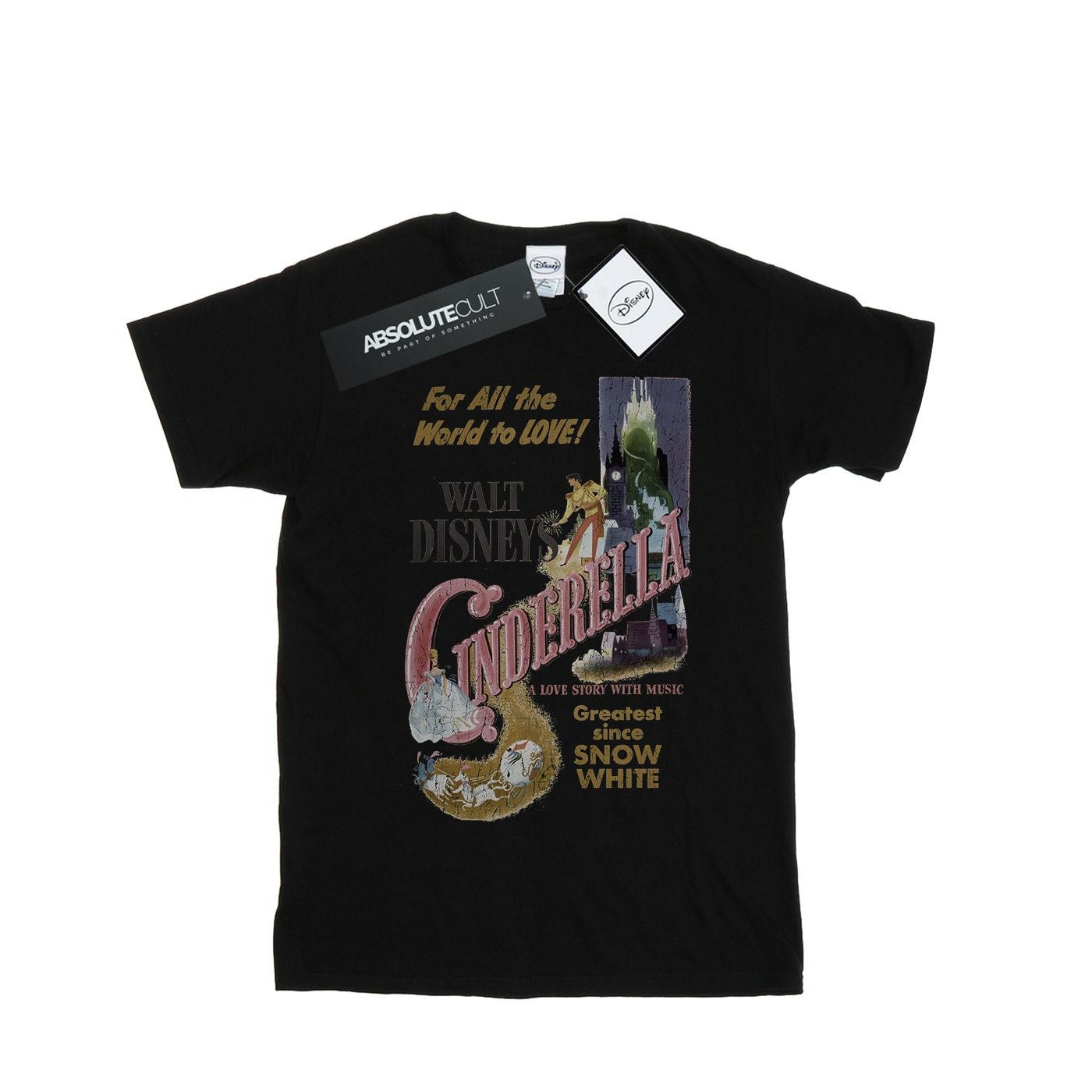 Black - Front - Cinderella Womens-Ladies Poster Cotton Boyfriend T-Shirt