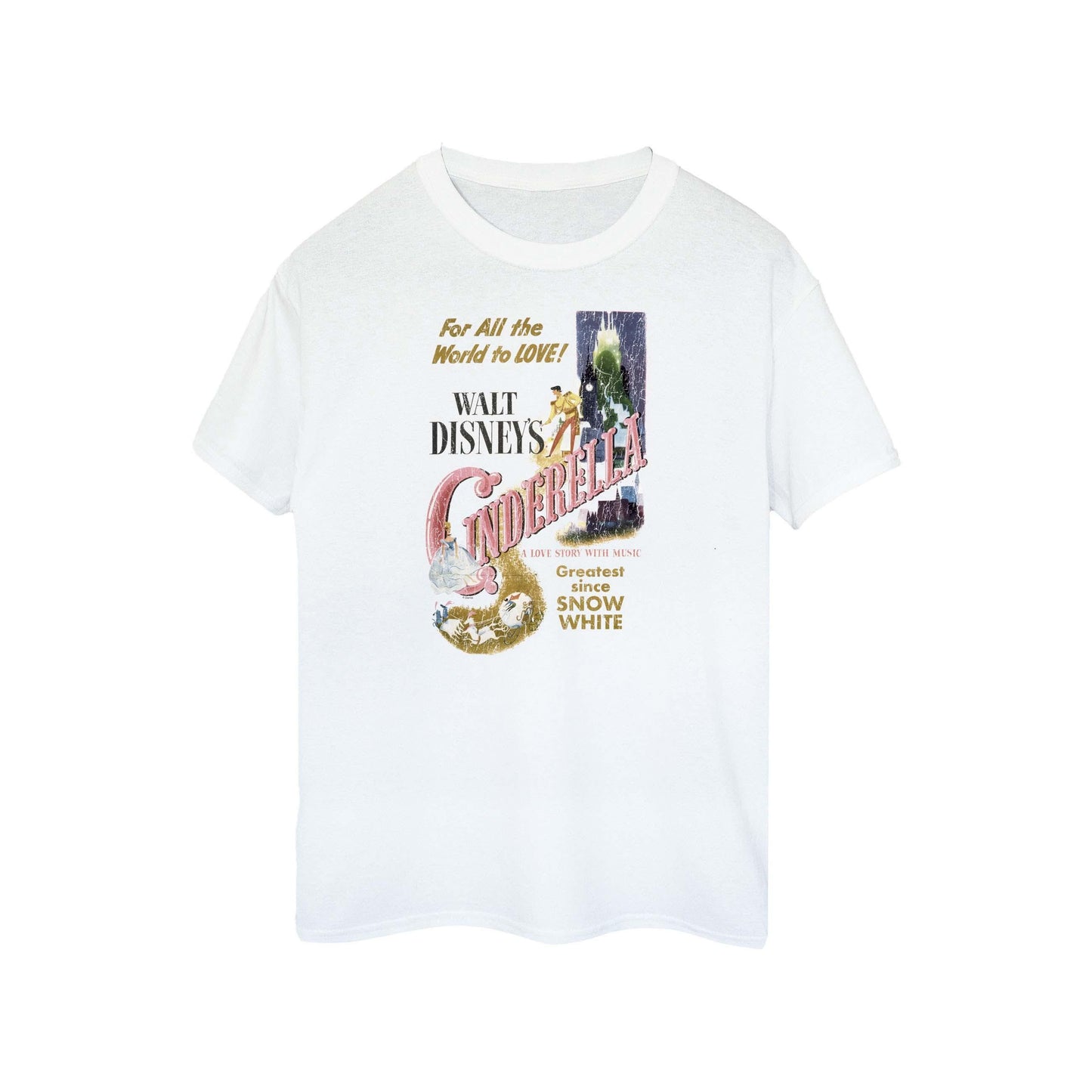 White - Front - Cinderella Womens-Ladies Poster Cotton Boyfriend T-Shirt