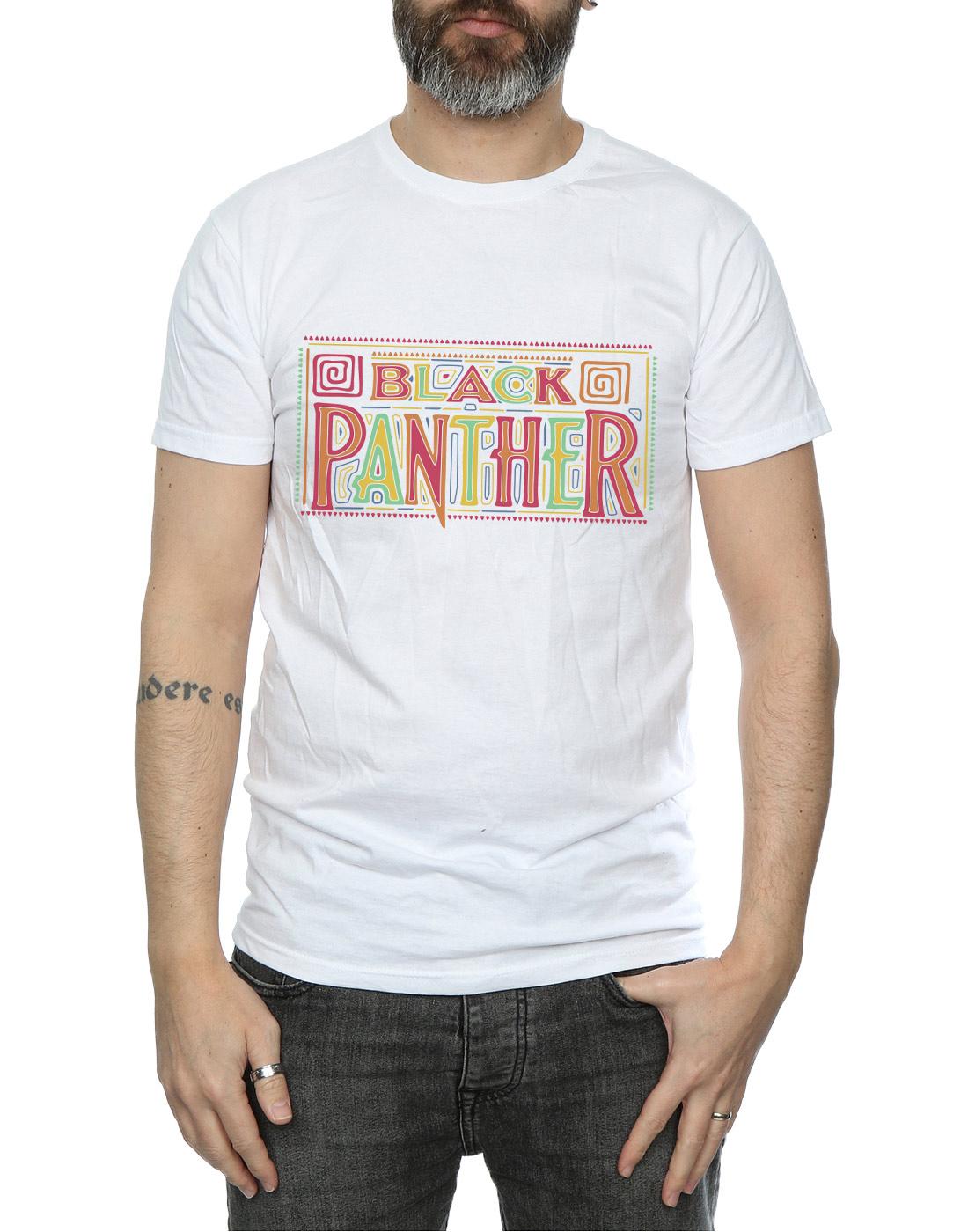 White - Side - Marvel Mens Black Panther Tribal Logo T-Shirt
