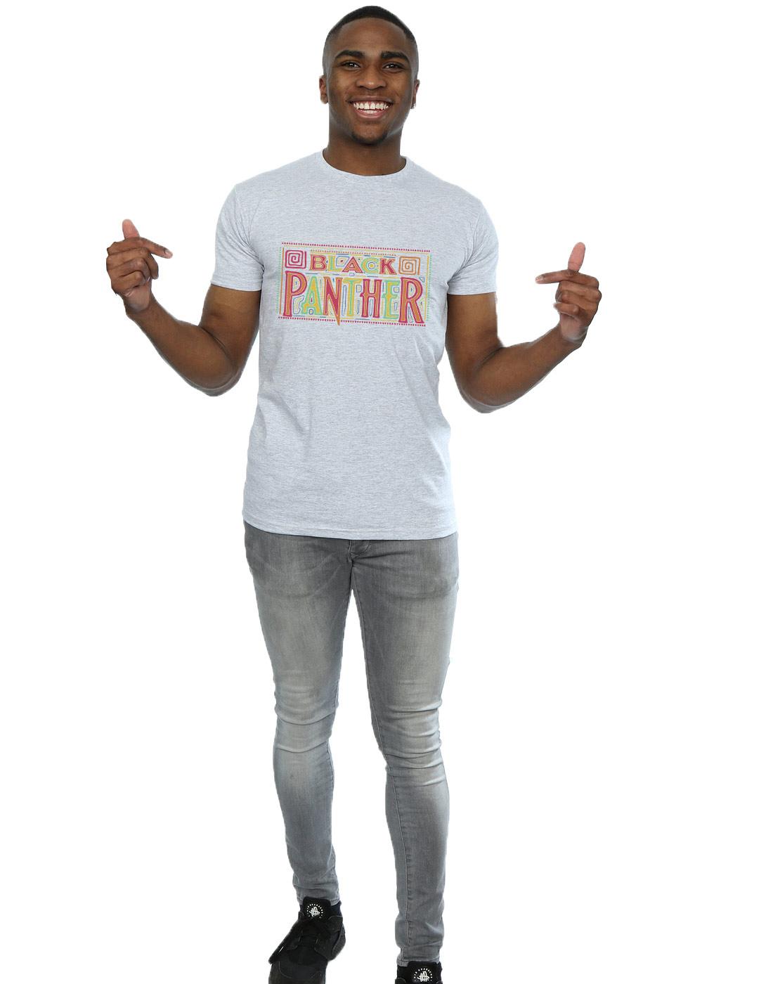 Sports Grey - Lifestyle - Marvel Mens Black Panther Tribal Logo T-Shirt