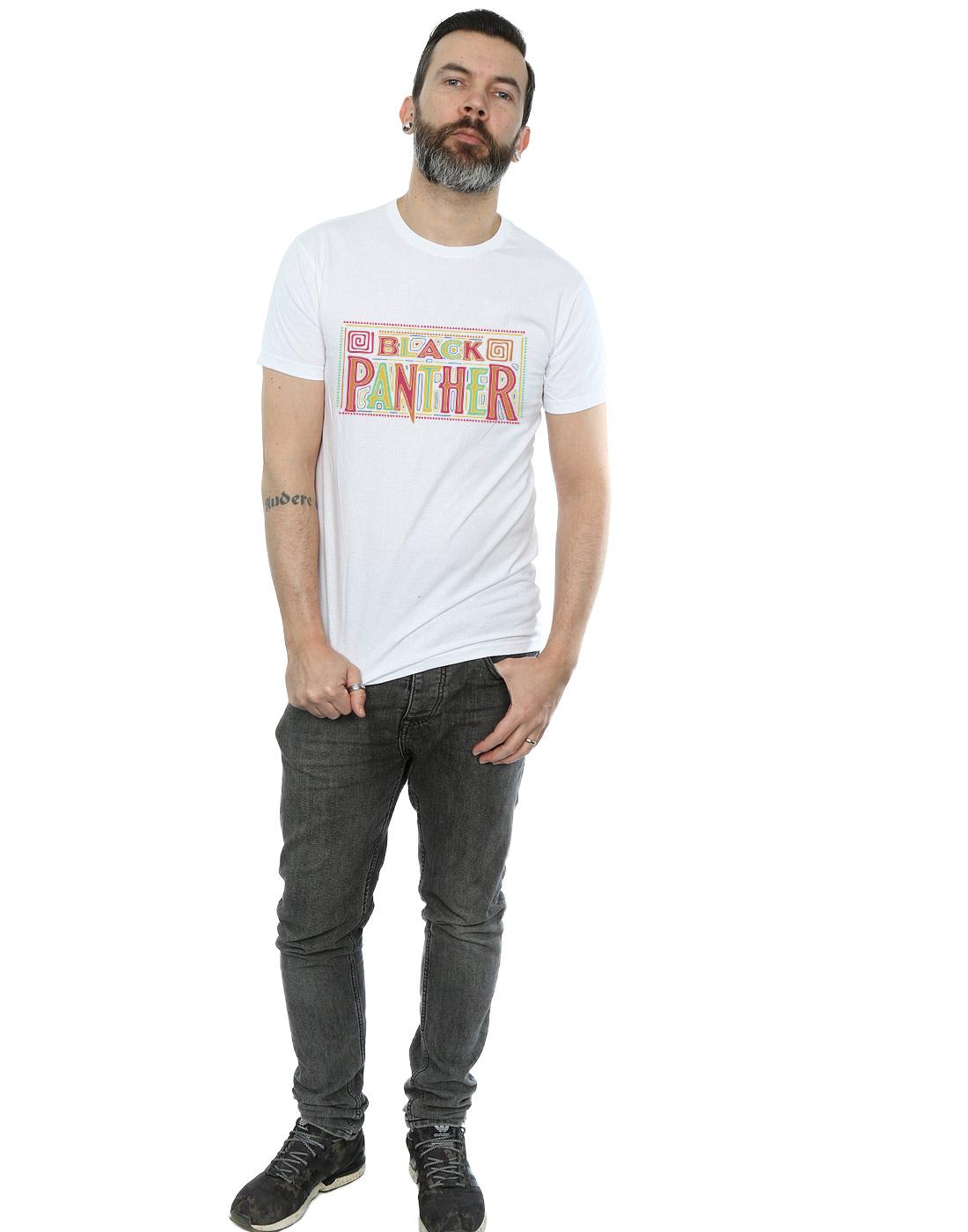 White - Lifestyle - Marvel Mens Black Panther Tribal Logo T-Shirt