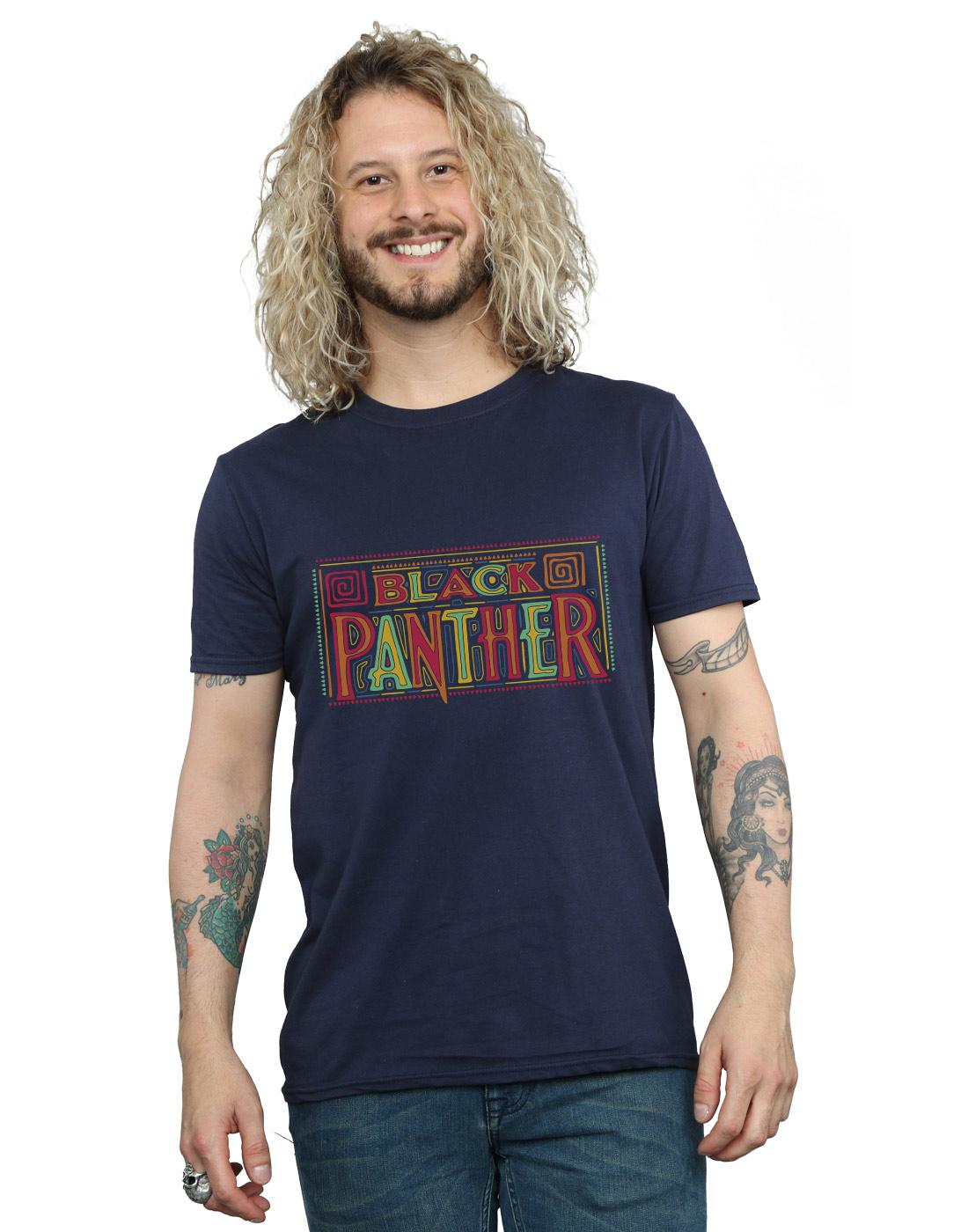 Navy Blue - Back - Marvel Mens Black Panther Tribal Logo T-Shirt