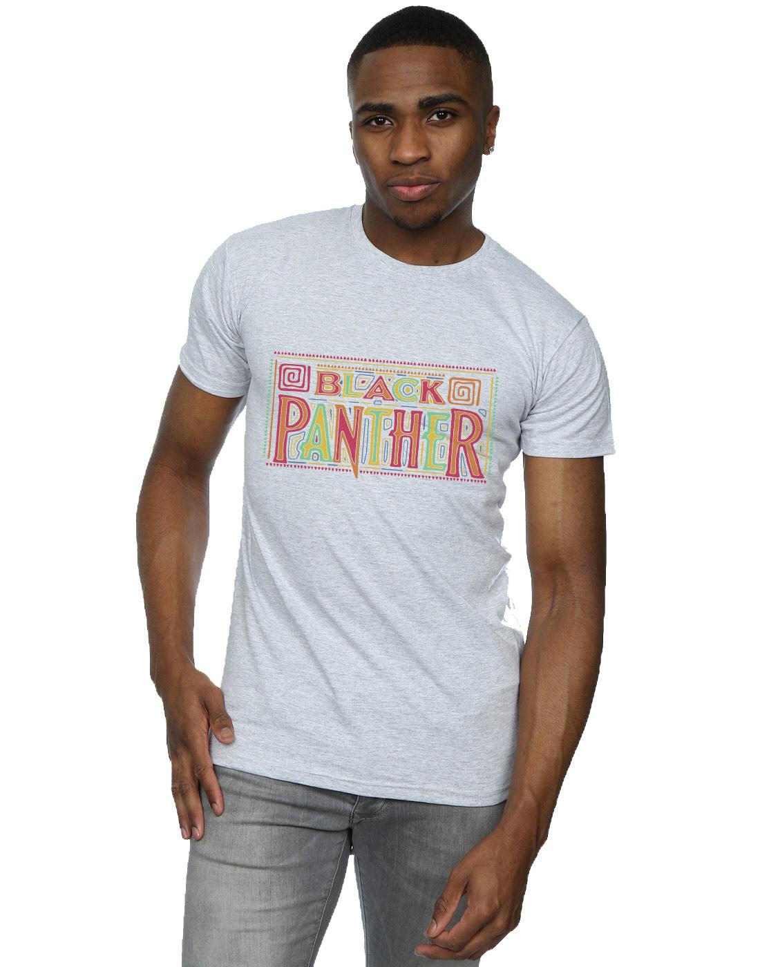 Sports Grey - Back - Marvel Mens Black Panther Tribal Logo T-Shirt