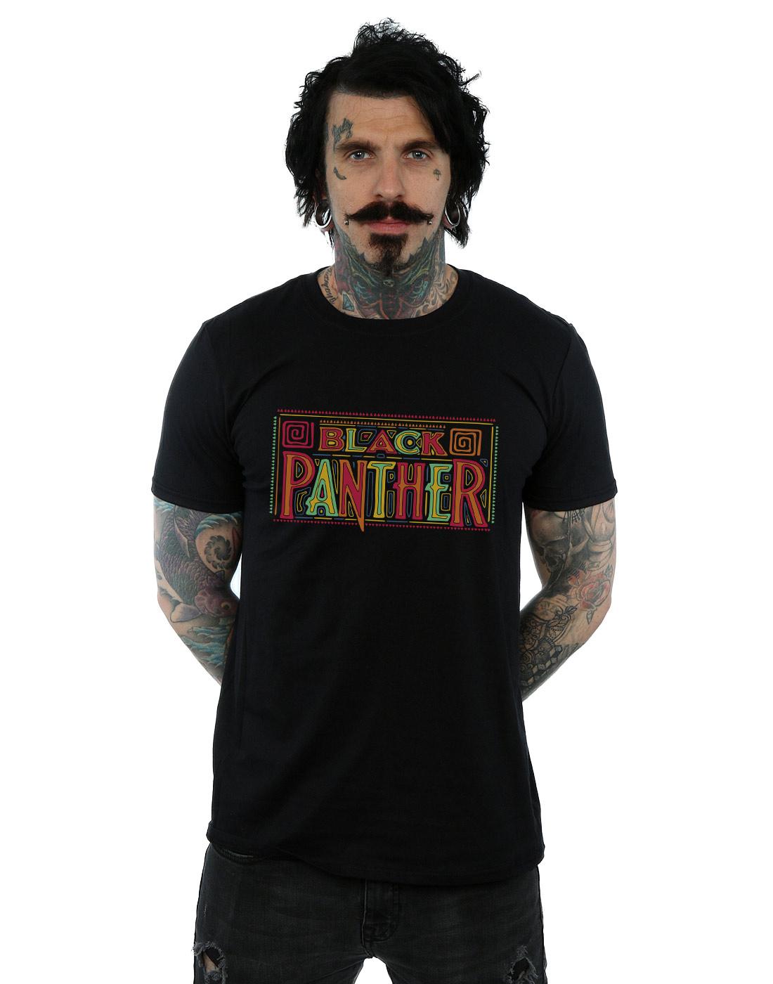 Black - Back - Marvel Mens Black Panther Tribal Logo T-Shirt