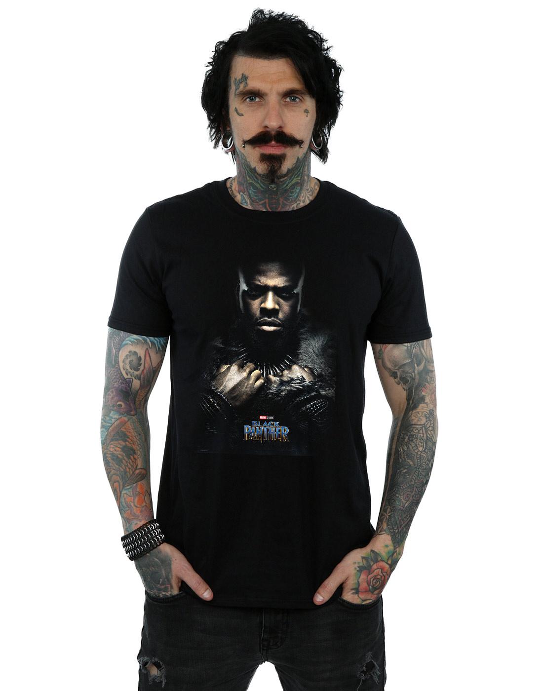 Black - Back - Marvel Mens Black Panther M´Baku Poster T-Shirt