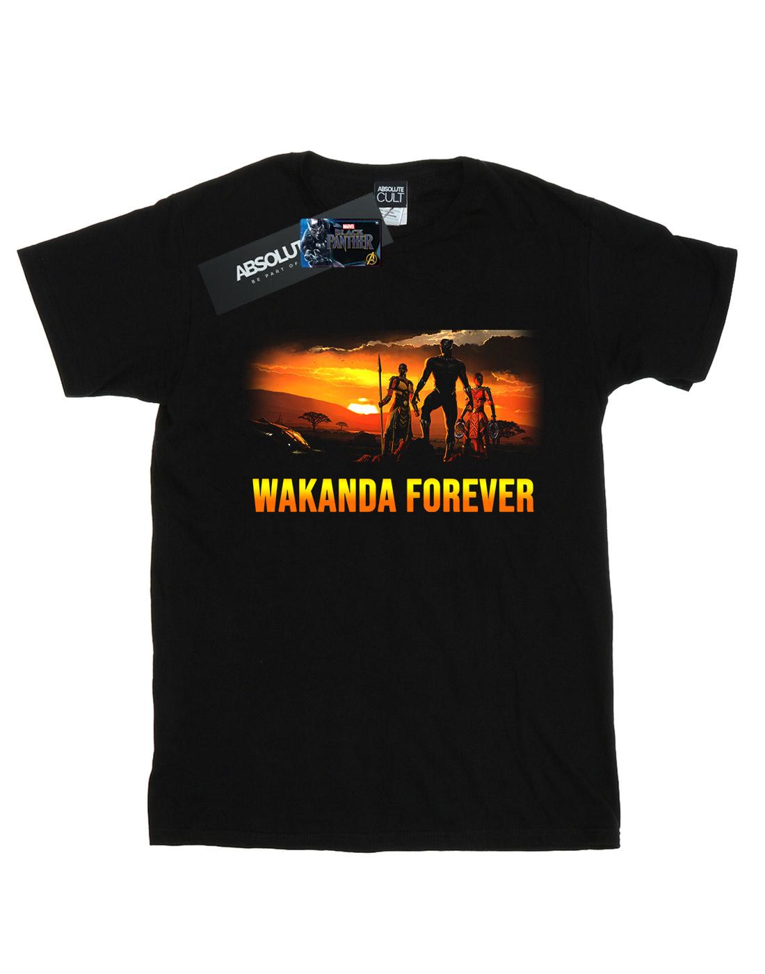 Black - Front - Marvel Mens Black Panther Wakanda Forever T-Shirt
