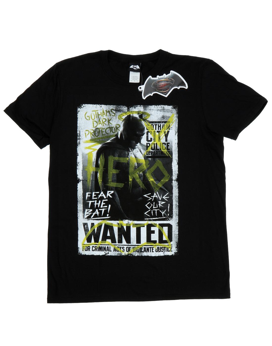 Black - Front - DC Comics Mens Batman v Superman Wanted Poster T-Shirt